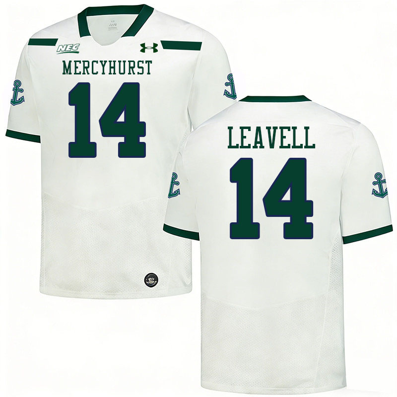 Mercyhurst Lakers #14 Jeff Leavell College Football Jerseys,Uniforms Stitched-White